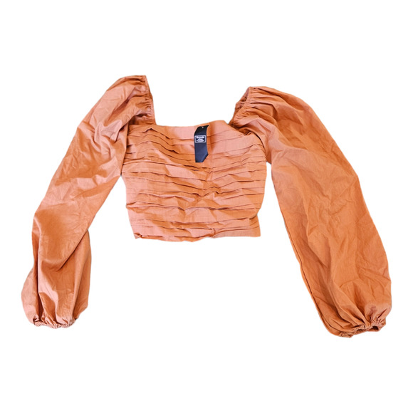 Abercrombie & Fitch Small Orange Long Sleeve Cropped Shirt - Picture 1 of 9